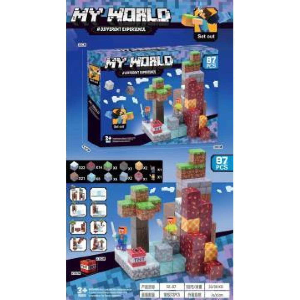 МАГНІТНИЙ КОНСТРУКТОР БЛОКИ ТА ФIГУРКИ168дет MINECRAFT 8403