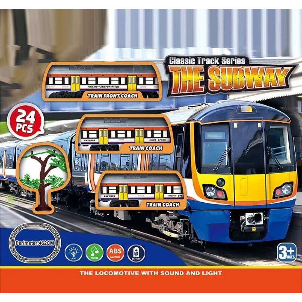 Залізниця JHX 5716 (36/2) “Електричка”, локомотив, 2 вагони, звуки, підсвічування, муляжі оточення, в коробці