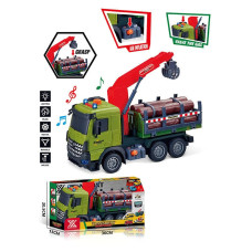 Спецтехніка 688-10 B (24) “Вантажівка з маніпулятором”, довжина 28 см, підсвічування, звукові ефекти, інерція, гумові колеса, висувна стріла, рухомі д