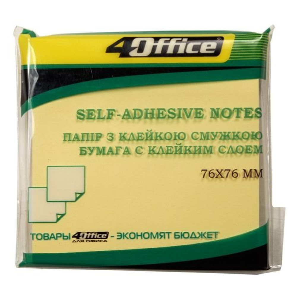 Стікери 4OFFICE 76х76 мм 100 аркушів жовті (4-423)
