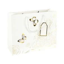 Пакет подарунковий 32х26х12см горизонтальний з тисненням фольгою WHITE HL-1934 (124854)