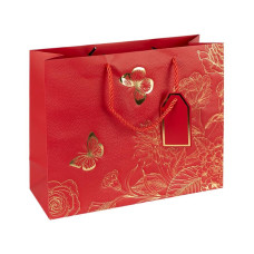 Пакет подарунковий 32х26х12см горизонтальний з тисненням фольгою RED HL-1937 (124857)