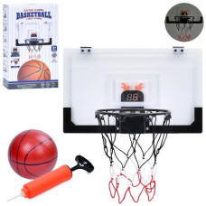 Баскетбольне кільце MR 1407 (6шт) щит(пластик) 43-26,5см, електронне табло, звук,кільце (метал) 21,5см, сітка, м'яч, насос, на бат-ці, в кор-ці, 27-44