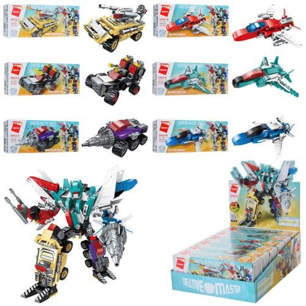 Конструктор Qman 1412 (144шт) транспорт, від  71 дет, 6 шт (6видів) в дисплеї, 22-10-29см