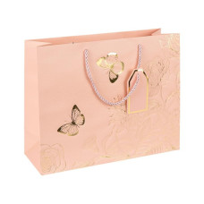 Пакет подарунковий 32х26х12 см горизонтальний з тисненням фольгою PINK HL-1946 (124866)