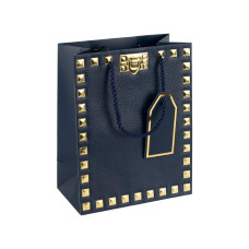 Пакет подарунковий 26х32х12 см із тисненням фольгою DARK BLUE HL-1926 (124846)