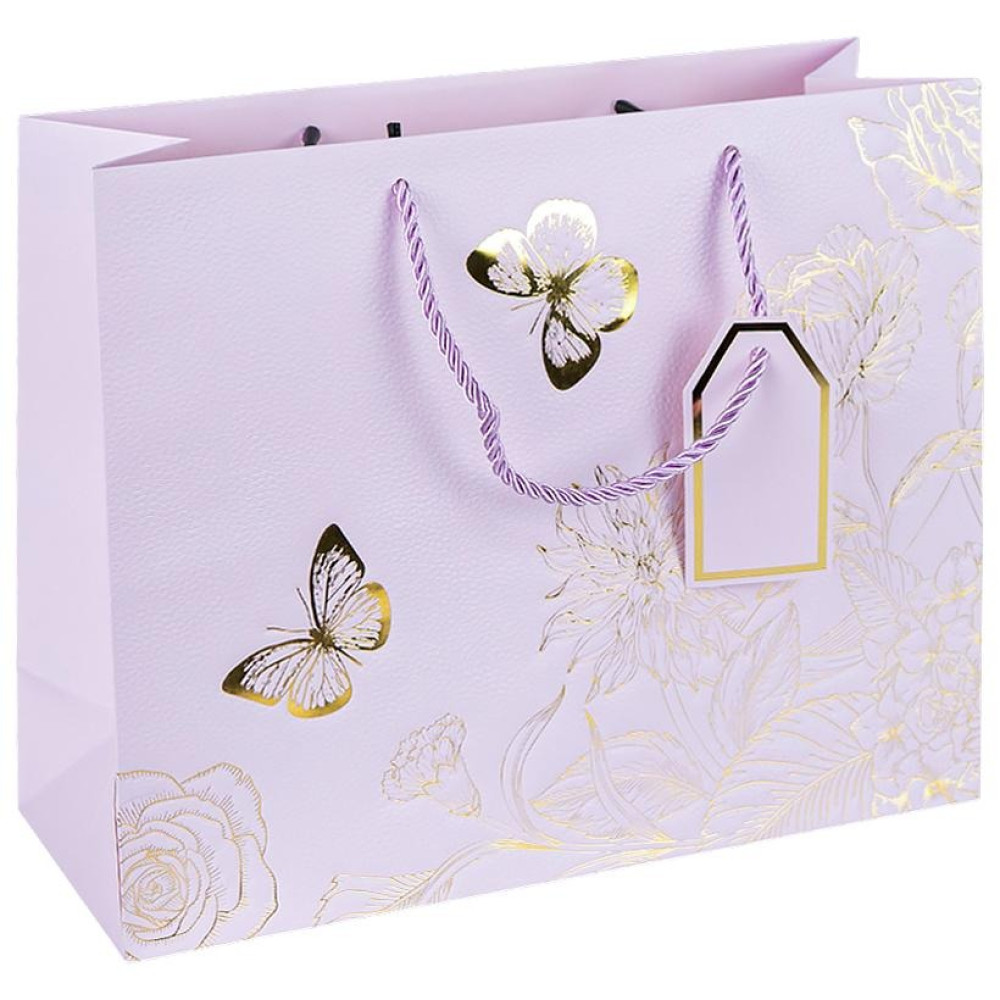 Пакет подарунковий 50х40х15 см горизонтальний з тисненням фольгою LIGHT PURPLE HL-1951 (124871)