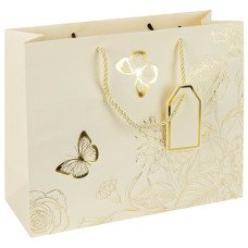 Пакет подарунковий 50х40х15 см горизонтальний з тисненням фольгою CREAM HL-1945 (124865)