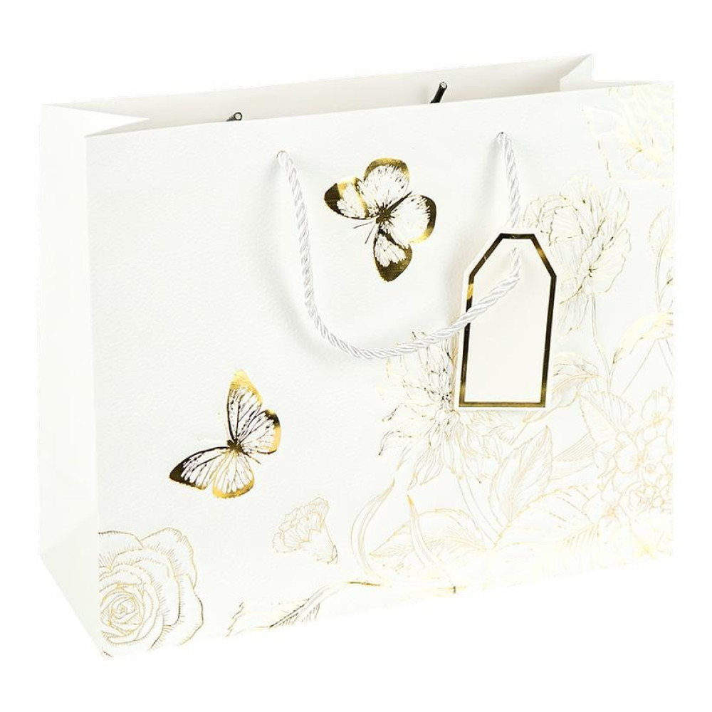 Пакет подарунковий 42х31х12 см горизонтальний з тисненням фольгою WHITE HL-1935 (124855)