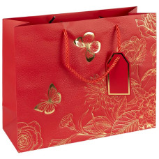 Пакет подарунковий 42х31х12 см горизонтальний з тисненням фольгою RED HL-1938 (124858)