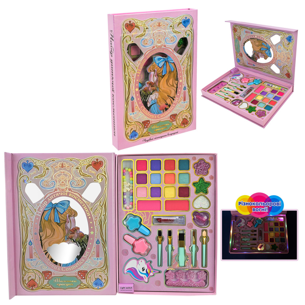 Косметика арт. UKR2401 (72шт/6)  батар. палетка, лак, помада, тіні, світло, аксес короб. 18*3*25см