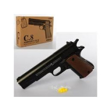 Пістолет C8  металл, на пульках, 17см, в кор-ке,