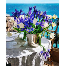 Алмазна мозаїка "Букет ірисів і тюльпанів біля моря", 40*50см, на рамці, в кор.41*51*2,5см, ТМ Dreamtoys S40075