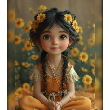 Алмазна мозаїка "Дівчинка у квітковому вінку", 20*20см, на рамці, в кор.21*21*2,5см,ТМ Dreamtoys S10010