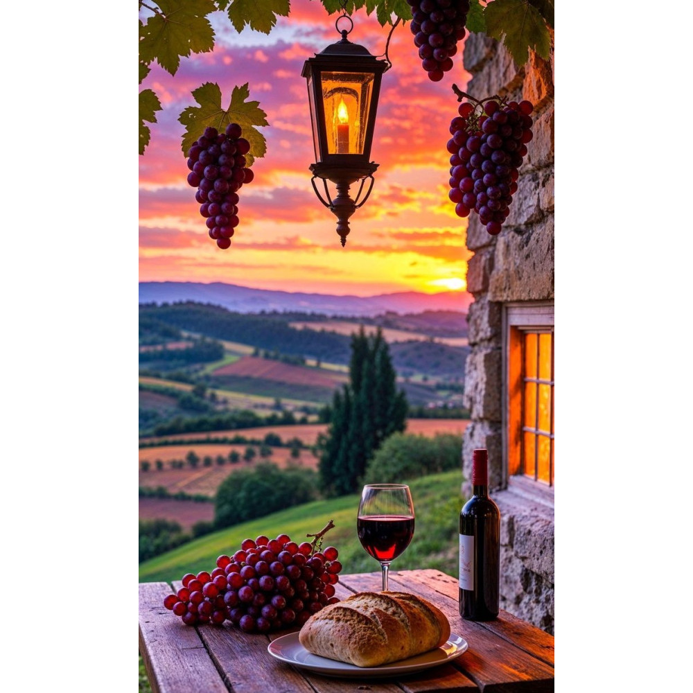 Алмазна мозаїка "Захід сонця у Тоскані", на підрамнику 30*40см, в кор. 31*41*2,5см, ТМ Dreamtoys S20419