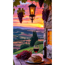 Алмазна мозаїка "Захід сонця у Тоскані", на підрамнику 30*40см, в кор. 31*41*2,5см, ТМ Dreamtoys S20419