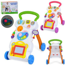 Каталка-ходунки 668-68-69 (12шт) ігрова панель, піаніно (музика, звуки тварин, світло, 2 режими), дошка для малювання ч/б, сортер (3 фігури), диск-трі