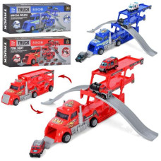 Трейлер 866-103-104A (18шт)  31см, машинки (мет) 7см 3шт, 2 види (поліц,пожеж), в кор-ці 34-13-8,5см
