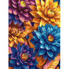 Набір для розпису по номерах "Яскраві жоржини з фарбами металік extra" 30х40см KHO3305