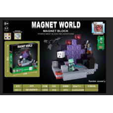 Магнітний Конструктор Minecraft модель S001-5 на 133 деталі+ 3 фігурки рандоні+2 кубіка з Led підсвіткою.
