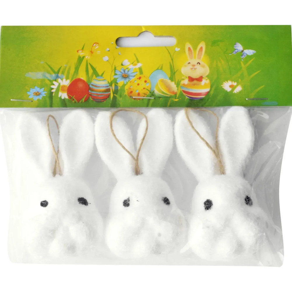 Пасхальні білі зайчики набір 3шт 375677