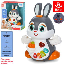 Гра HE9991 UA (12шт) Зайчик Чеберяйчик, 19см, музика-звук(УКР), 4 віршики, 2 пісні, 3 віршовані казочкм, чистомовки, фрази, мелодії, світло, їздить/та