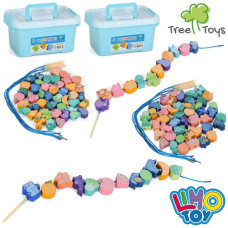 Дерев'яна іграшка Шнурiвка MD 0145 (24шт) овочі, фрукти, назви англ., шнурок 5шт, 2 види (тварини, транспорт), в чемодані, 18-9-12,5см