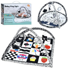 Килимок для немовляти ZL2307-2308 (12шт) 84-84-в55см, 2 дуги, підвіски 5шт(дзеркало, брязкальце, пискавка 2шт, шаруділка), 2 види (квадрат, круг), в к