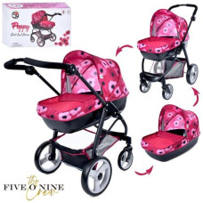 Коляска T726031 (3шт) для ляльки, класика, ш39-д65-в67см, 2в1(люлька-переноска), регул.ручка, корзина, метал, в кор-ці, 56-35-22см