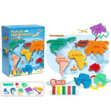 Пластилін MK 5051 (36шт) континенти, 5кольорів(в стіках), форми, в кор-ці, 19-15-4,5см