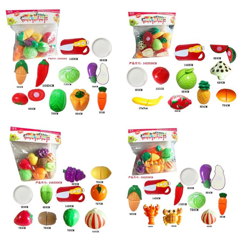 Продукти набір 3302-1/2/3/4 (144шт/2)4 види, мікс фруктів и овочів, на липучці, пакет 24*25*8 см