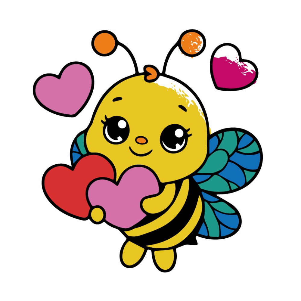 Набір для розмальовки з пальчиковими фарбами "Бджілка з сердечками" 25x25 см 15635-AC