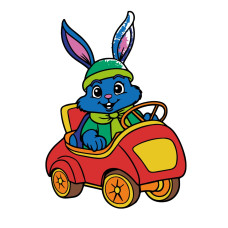 Набір для розмальовки з пальчиковими фарбами "Кролик за кермом" 25x25 см 15643-AC