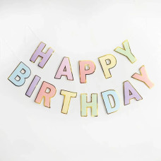 Вивіска Happy Birthday Декор Друковані літери макарун золотий контур 2.5 м. 18 см 16225