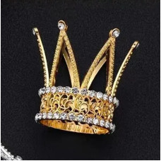 Корона металева маленька золото з білим камінням 5x4,8 см 16604