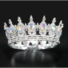 Корона пластмасова з піками срібло з білим камінням 12,5x5,5 см 16591
