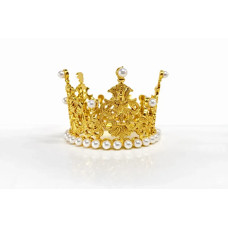 Корона пластмаса маленька золото з білим камінням 7x5 см 16590