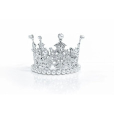 Корона пластмаса маленька срібло з білим камінням 7x5см 16589