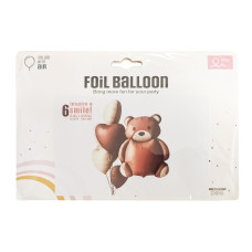Набір фольгованих Куль (Китай) Коричневий ведмедик з серцями 16006