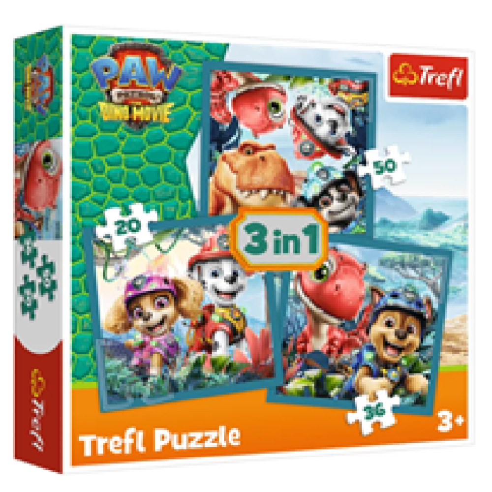 49030 Trefl Пазли "3in1" PAW PATROL Щенячий патруль та острів динозаврів. THE DINO MOVIE