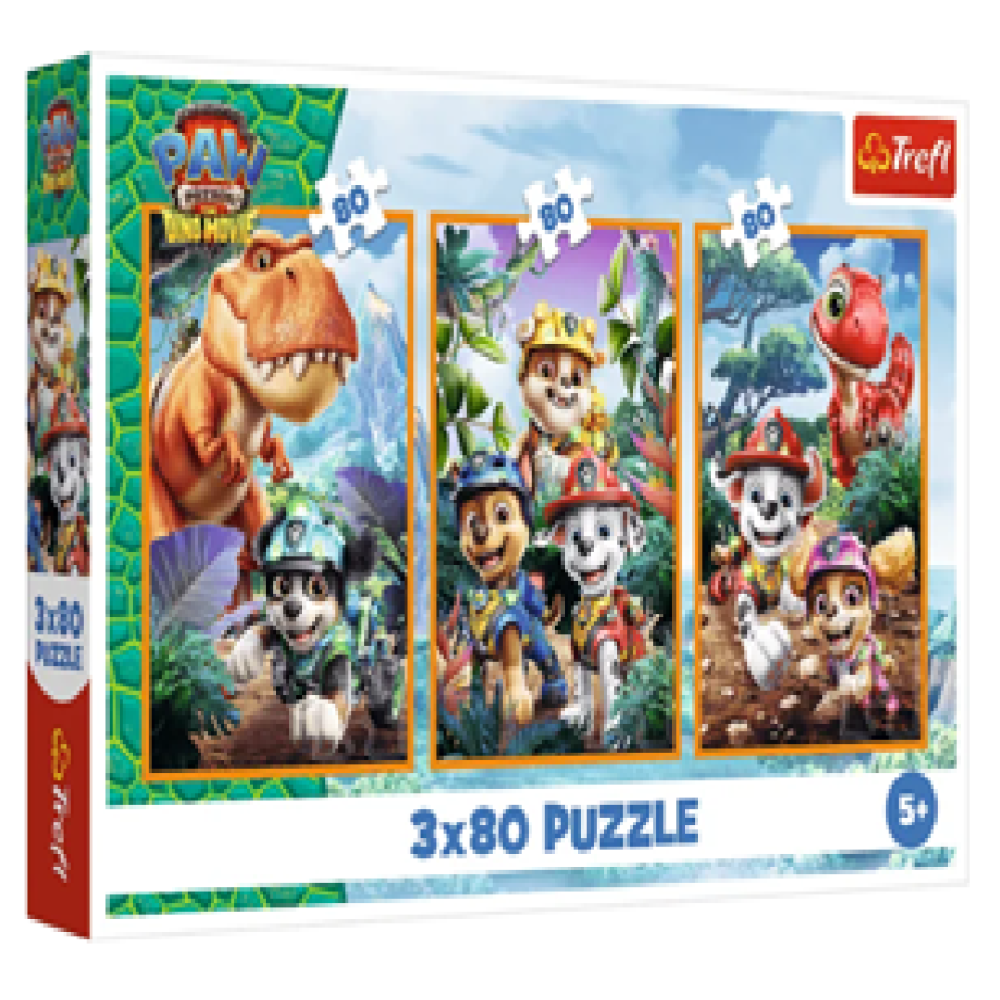 49054 Trefl Пазли "3x80" PAW PATROL Щенячий патруль та динозаври. THE DINO MOVIE