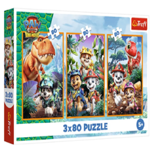 49054 Trefl Пазли "3x80" PAW PATROL Щенячий патруль та динозаври. THE DINO MOVIE