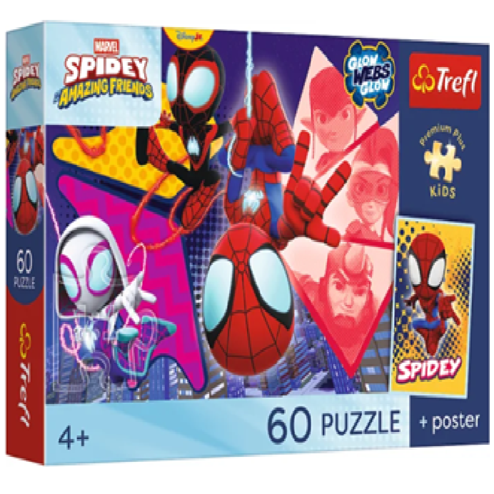 74298 Trefl Пазли "60 Premium Plus Kids" Spidey and his Amazing Friends Marvel Дивовижна пригода