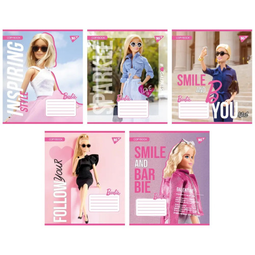 Зошит шкільний А5/12 лін. Yes Barbie, зошит учнів.