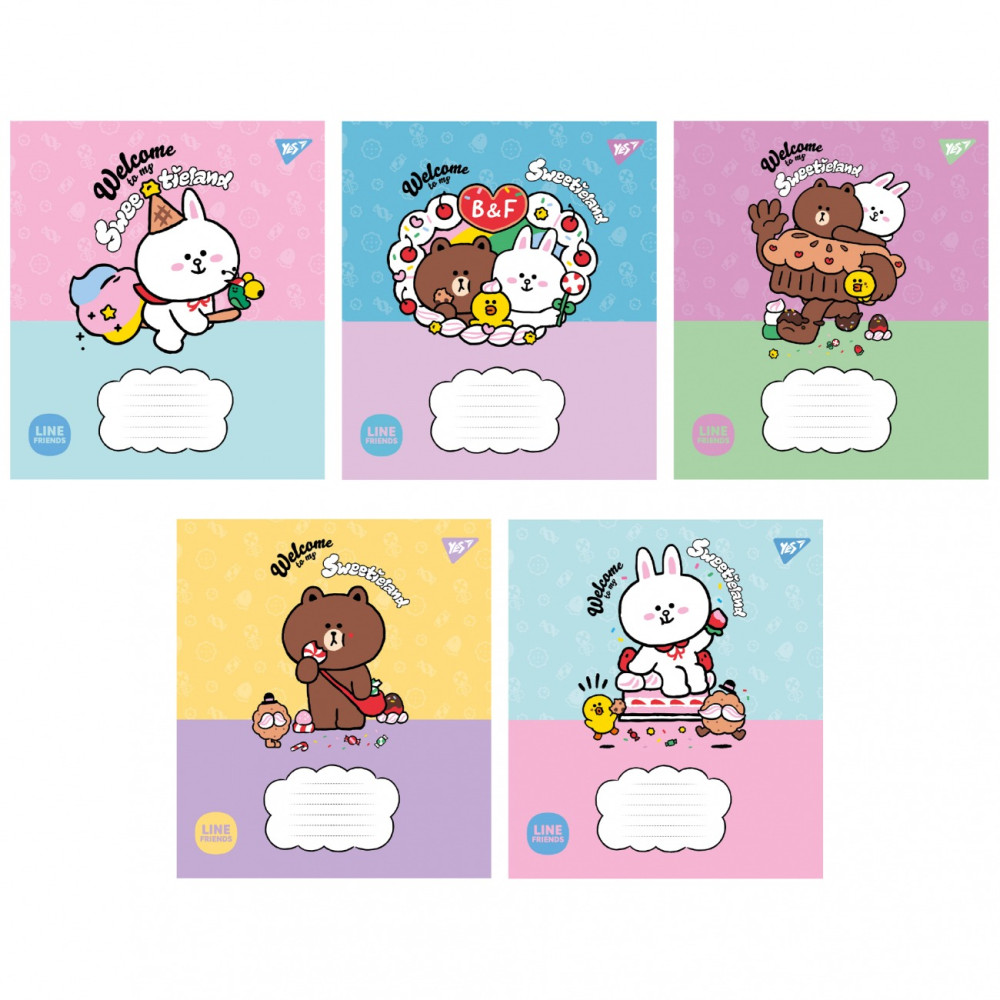 Зошит шкільний Yes Line Friends. Sweetieland А5 12 аркушів лінія 766949