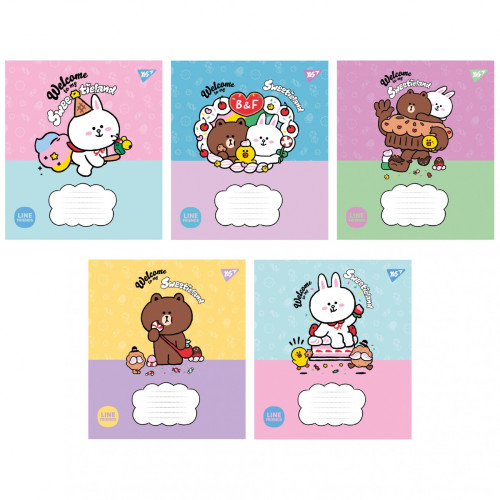 Зошит шкільний Yes Line Friends. Sweetieland А5 12 аркушів лінія 766949
