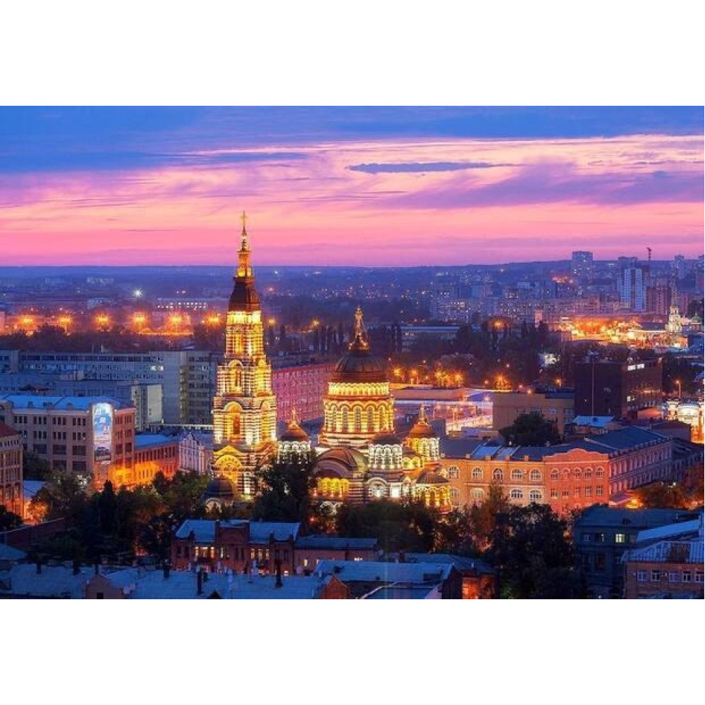 Алмазна мозаїка "Собор Успіння у Харкові вночі", без підрамника, 30*40см, в кор. 39*8*3см, ТМ Dreamtoys