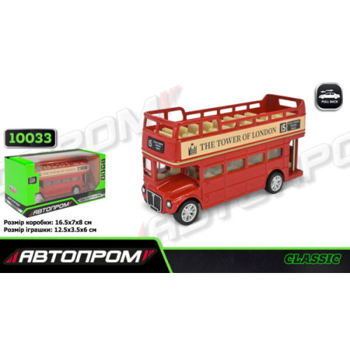 Автобус мет. АВТОПРОМ  арт. 10033 (48шт/2) 5 inch Convertible Bus,відкр.двері, у коробці 16,5*7*8см