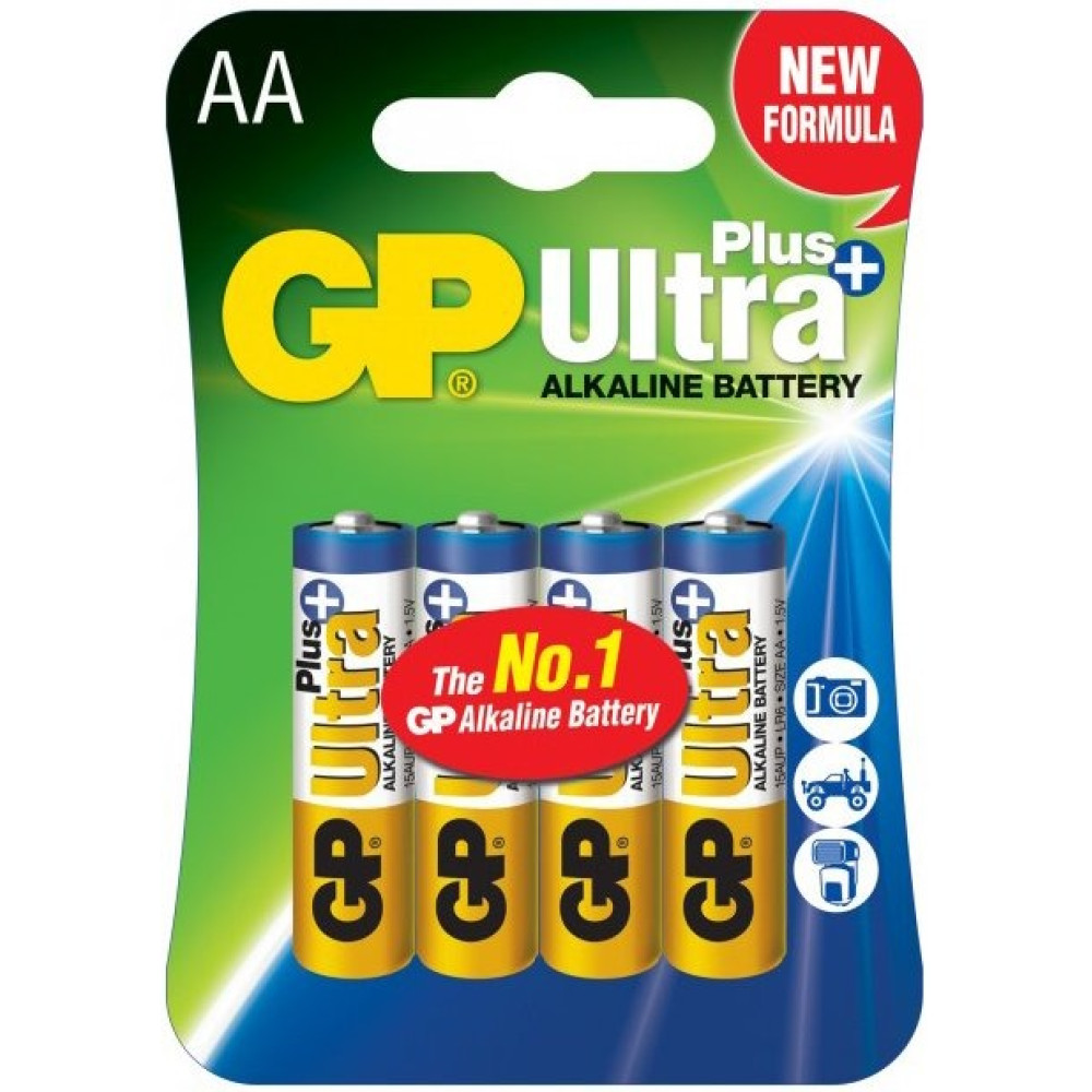 Батарейка GP ULTRA + ALKALINE 1.5V 15AUP HM-2S2 лужна, LR6, AA