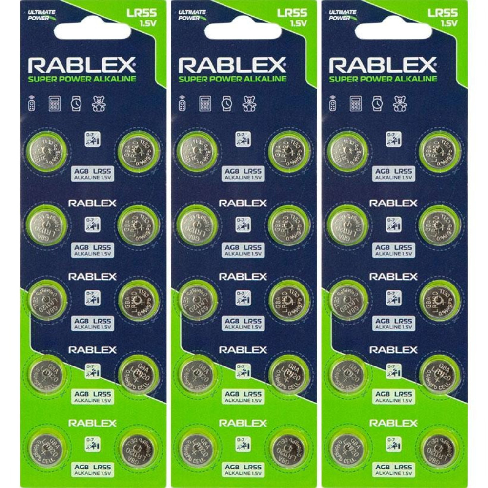 Батарейка RABLEX "таблетка" 1.5V AG8 (LR55) (123333)